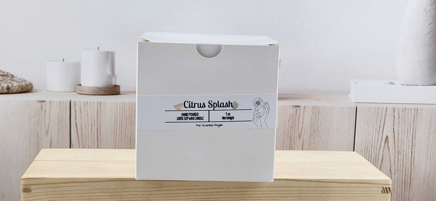 Citrus Splash Scented 100% Soy Wax Candle - White Cement The Scented Angels Soy Candles