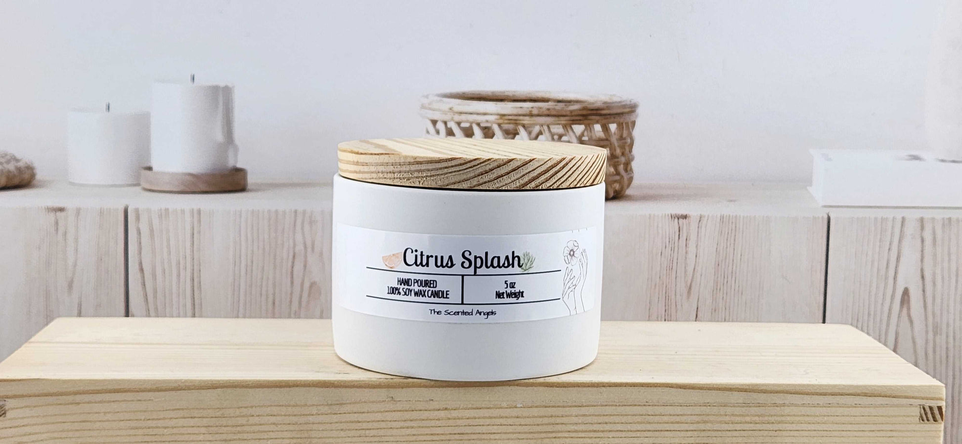 Citrus Splash Scented 100% Soy Wax Candle - White Cement The Scented Angels Soy Candles