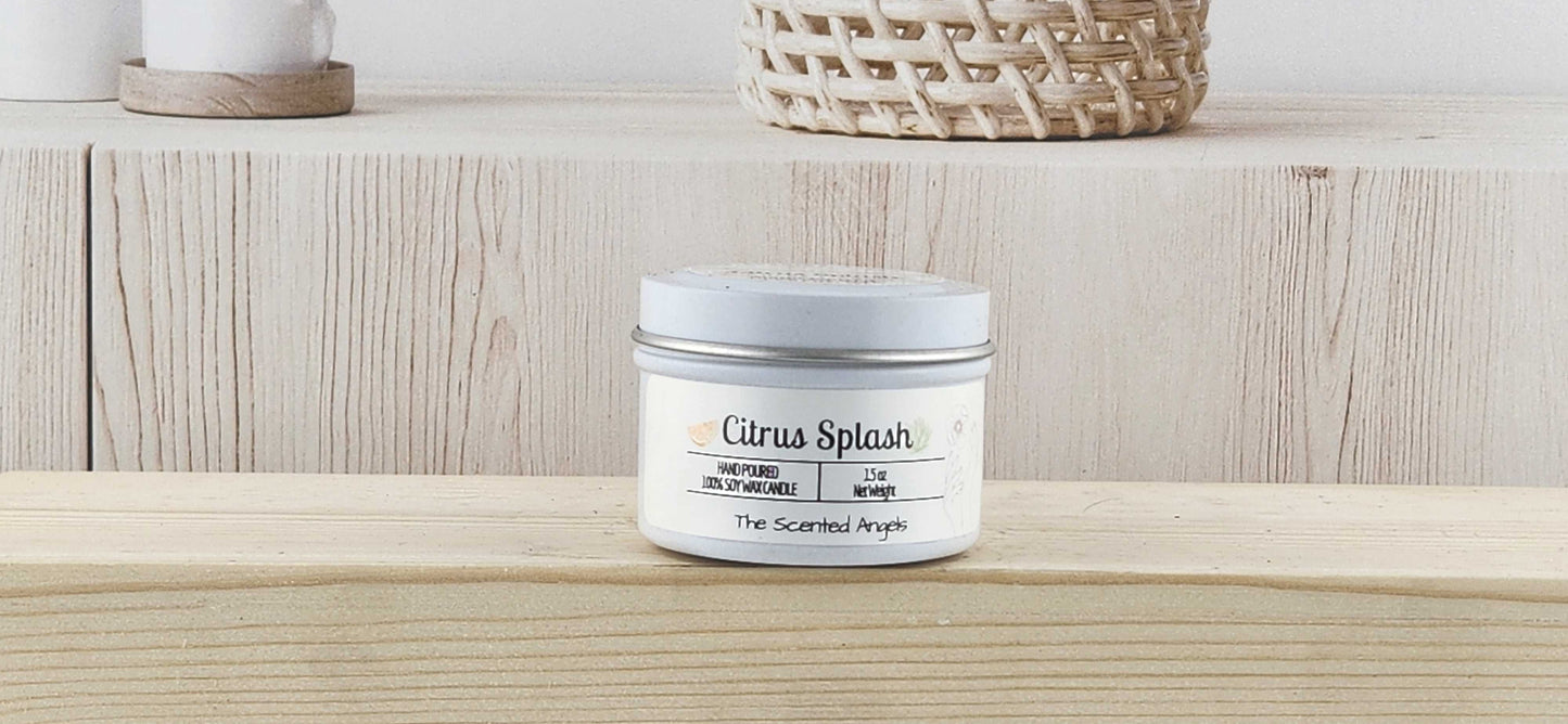 Citrus Splash Scented 100% Soy Wax Candle - White The Scented Angels Soy Candles