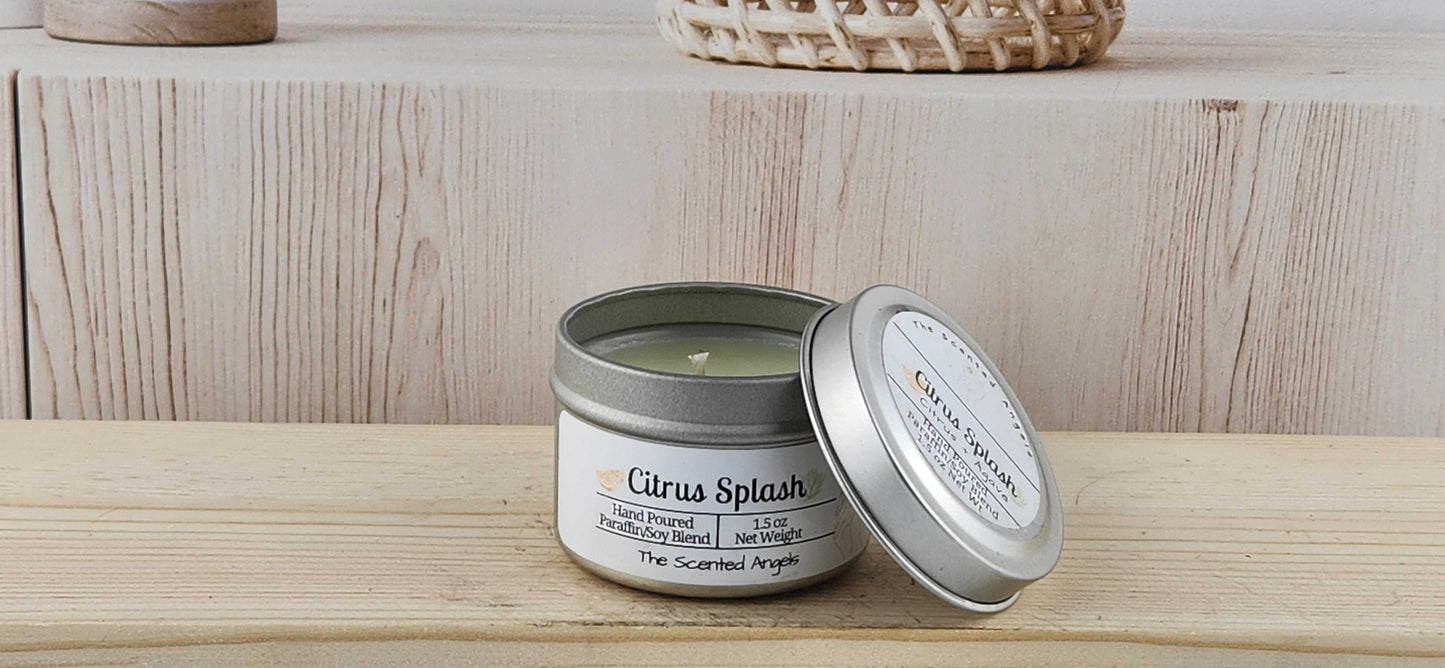 Citrus Splash Scented Paraffin/Soy Candle - Silver The Scented Angels Soy/paraffin Candles