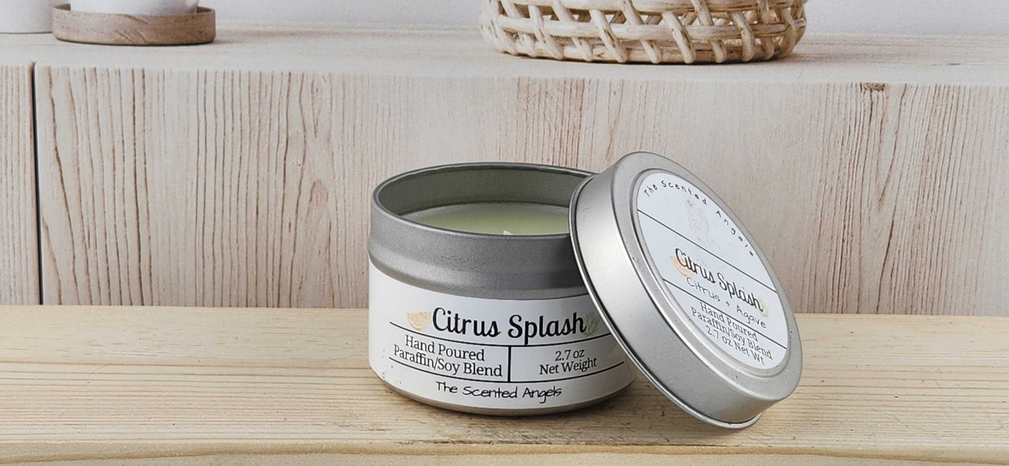 Citrus Splash Scented Paraffin/Soy Candle - Silver The Scented Angels Soy/paraffin Candles