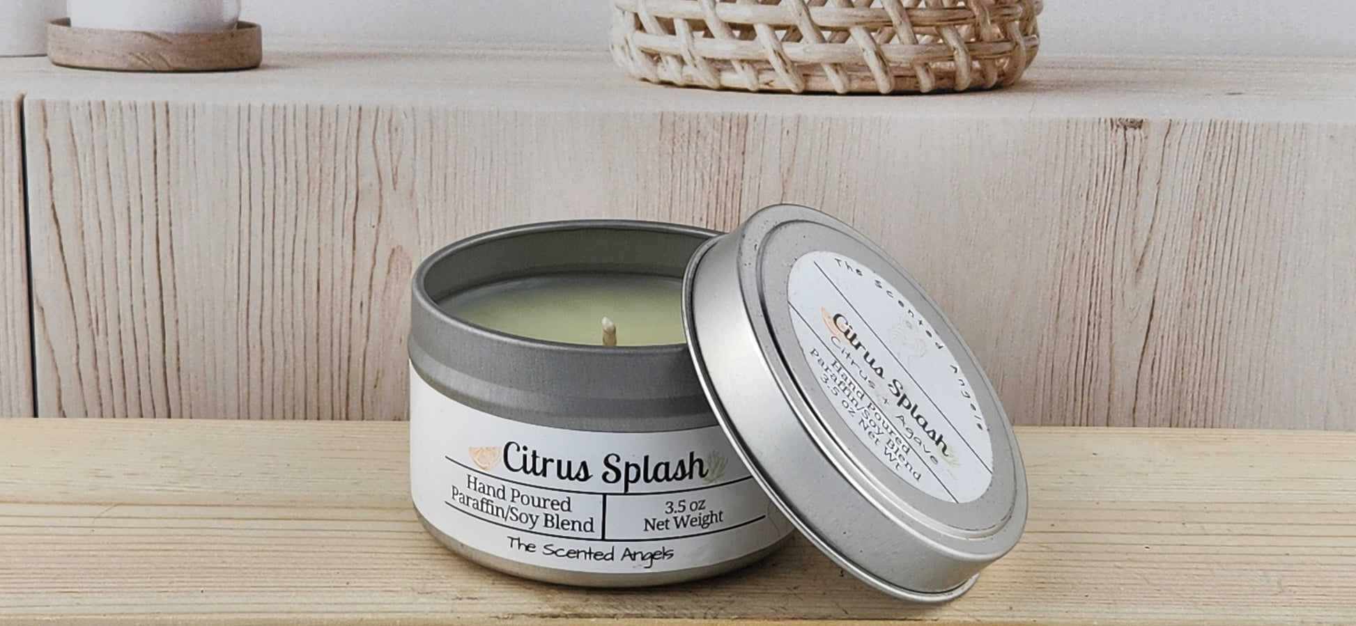 Citrus Splash Scented Paraffin/Soy Candle - Silver The Scented Angels Soy/paraffin Candles