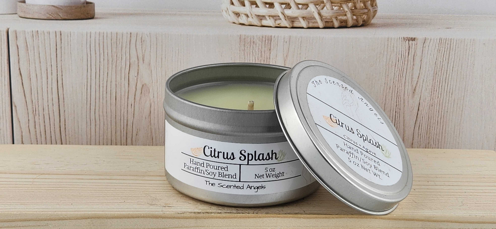 Citrus Splash Scented Paraffin/Soy Candle - Silver The Scented Angels Soy/paraffin Candles