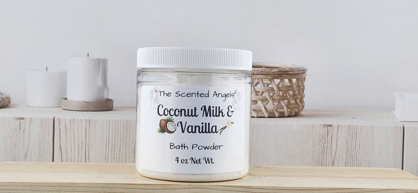 Coconut Milk & Vanilla Bath Powder - 4 oz All Natural The Scented Angels Bath Milk