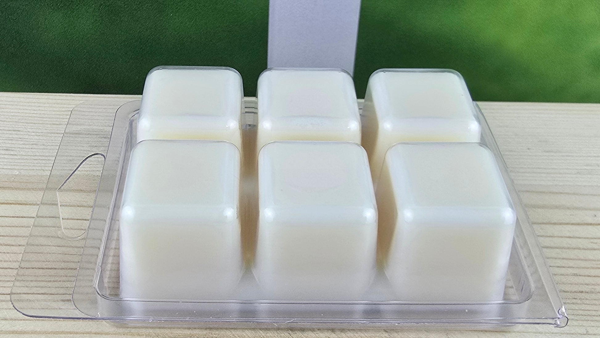 close up of back of clamshell wax melts