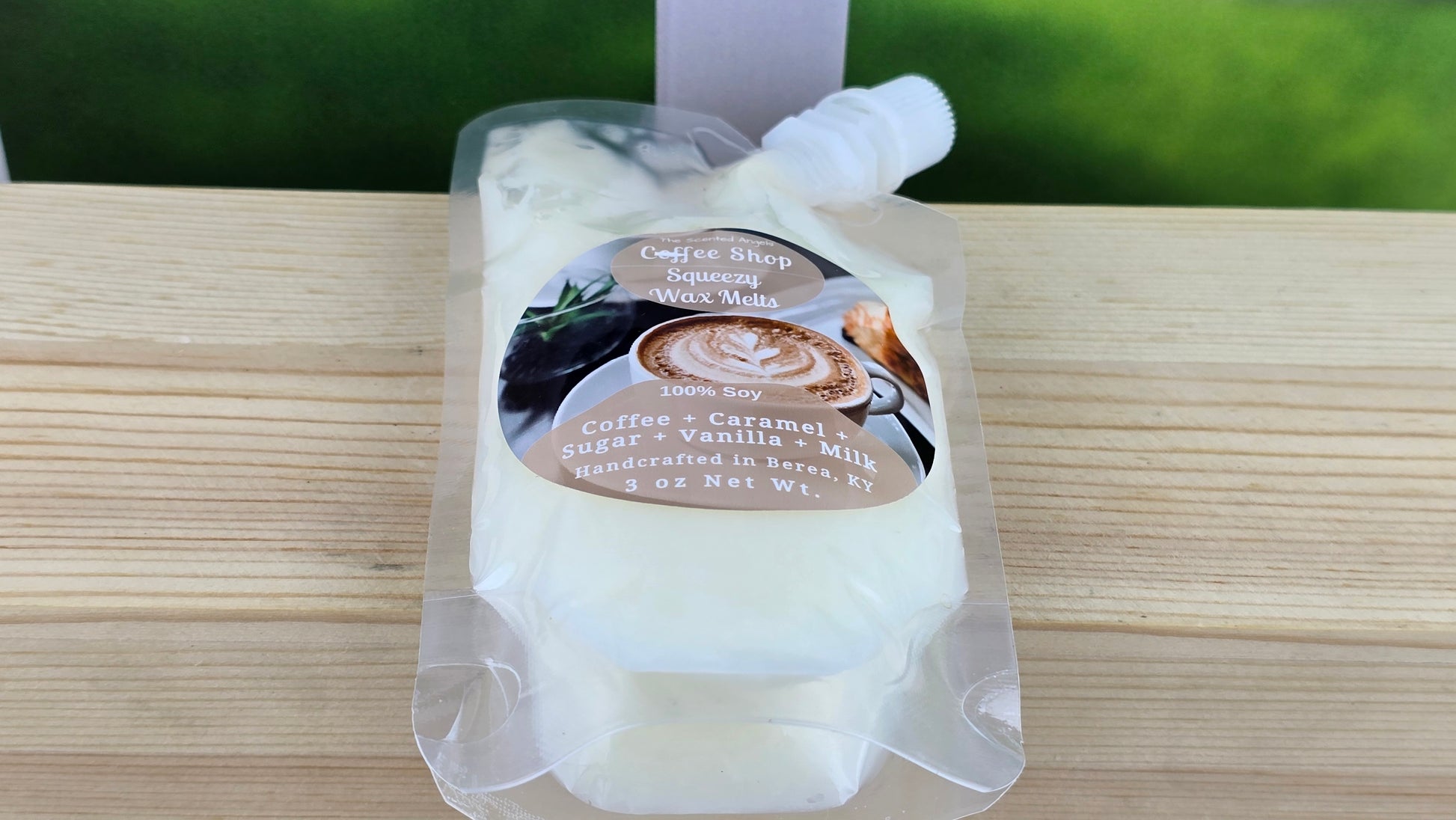 coffee shop scented wax melt pouch laying down