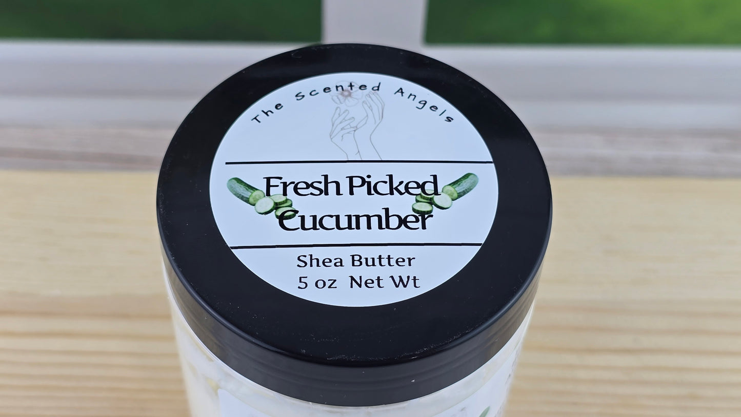 Fresh Picked Cucumber Whipped Shea Body Butter 5 oz top label
