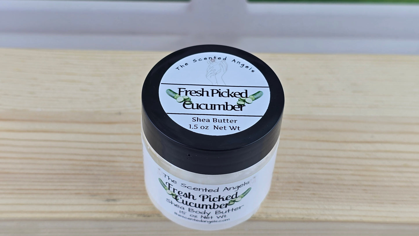 Fresh Picked Cucumber Whipped Shea Body Butter 1.5 oz top label