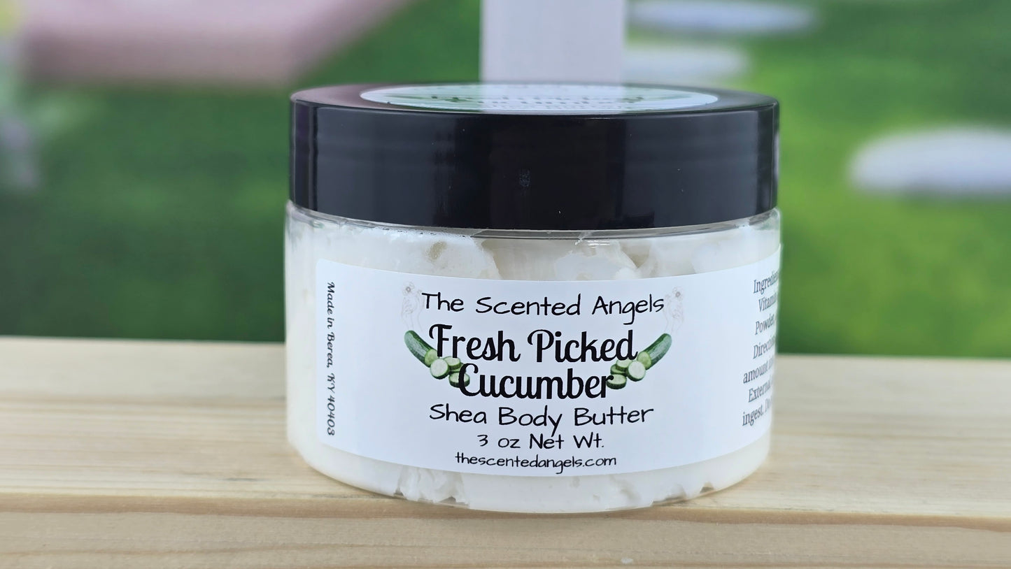 Fresh Picked Cucumber Whipped Shea Body Butter 3 oz front label