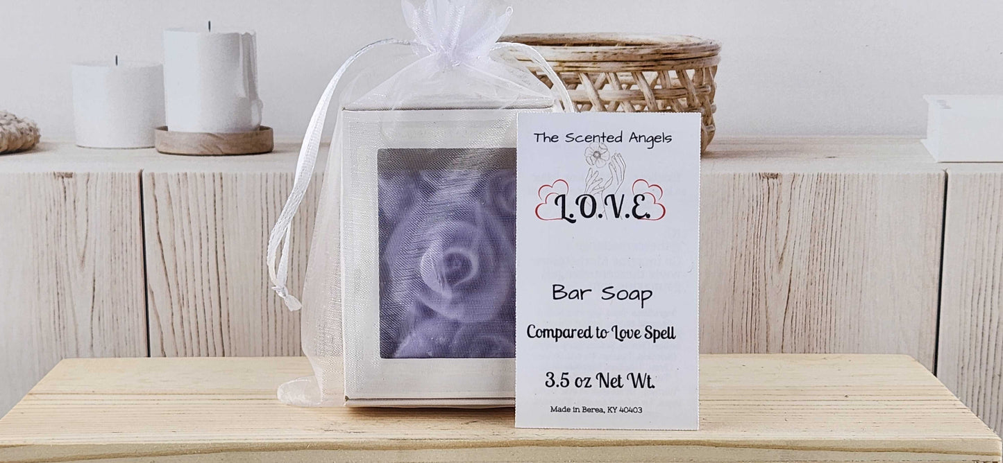 L.O.V.E. Rose Flower Bar Soap - READ DESCRIPTION The Scented Angels Bar Soap