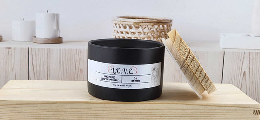 L.O.V.E. Scented 100% Soy Wax Candle - Black Cement The Scented Angels Soy Candles