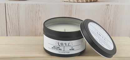 L.O.V.E. Scented 100% Soy Wax Candle - Black Tin The Scented Angels Soy Candles