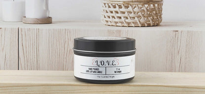 L.O.V.E. Scented 100% Soy Wax Candle - Black Tin The Scented Angels Soy Candles