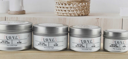 L.O.V.E. Scented 100% Soy Wax Candle - Silver Tin The Scented Angels Soy Candles