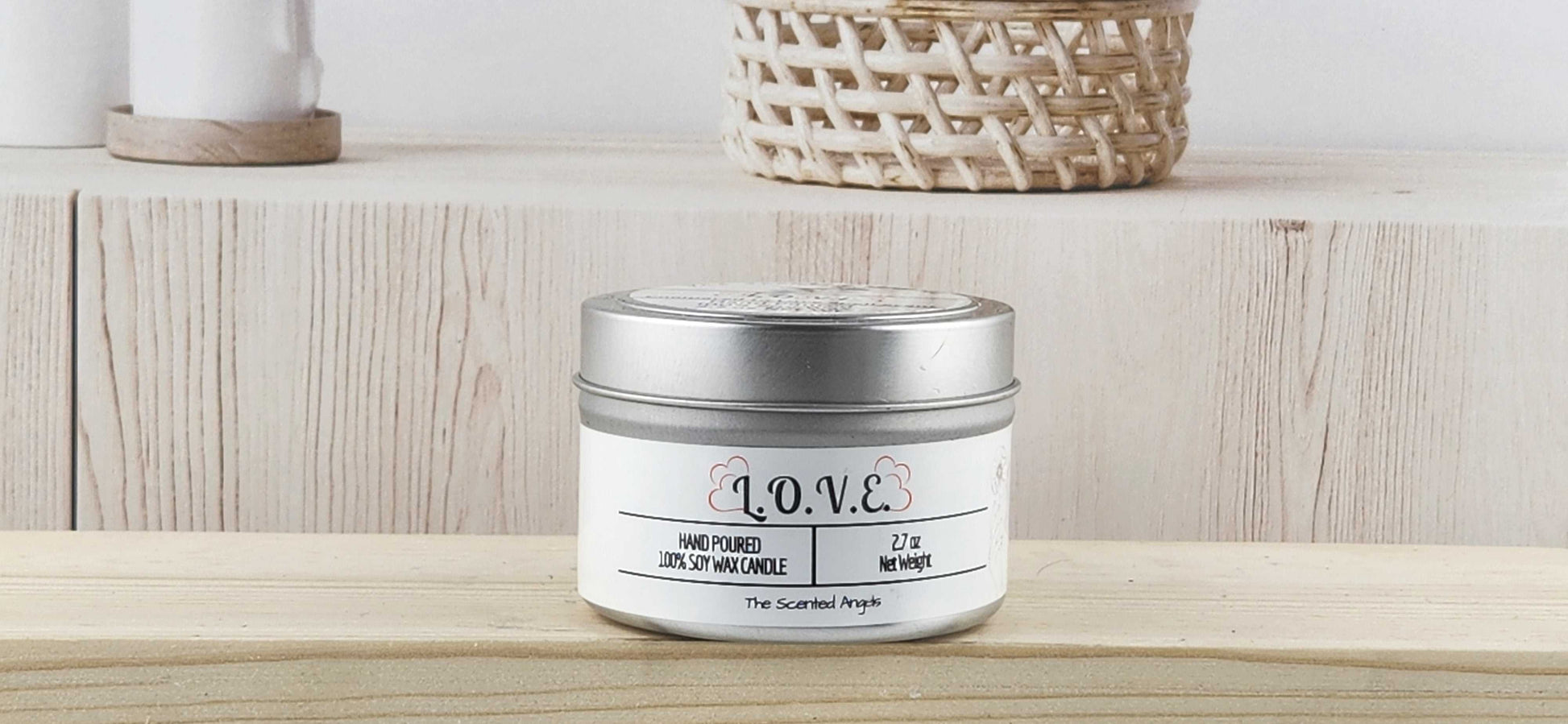 L.O.V.E. Scented 100% Soy Wax Candle - Silver Tin The Scented Angels Soy Candles