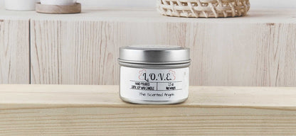 L.O.V.E. Scented 100% Soy Wax Candle - Silver Tin The Scented Angels Soy Candles