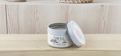 L.O.V.E. Scented 100% Soy Wax Candle - White Tin The Scented Angels Soy Candles