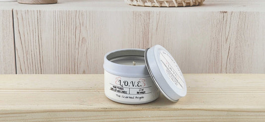L.O.V.E. Scented 100% Soy Wax Candle - White Tin The Scented Angels Soy Candles