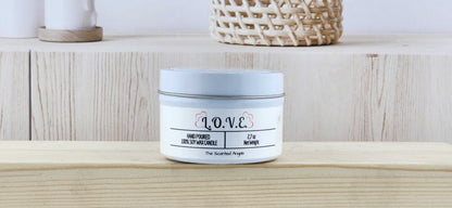 L.O.V.E. Scented 100% Soy Wax Candle - White Tin The Scented Angels Soy Candles