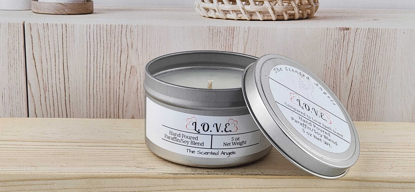 L.O.V.E. Scented Paraffin/Soy Candle - Silver The Scented Angels Soy/paraffin Candles