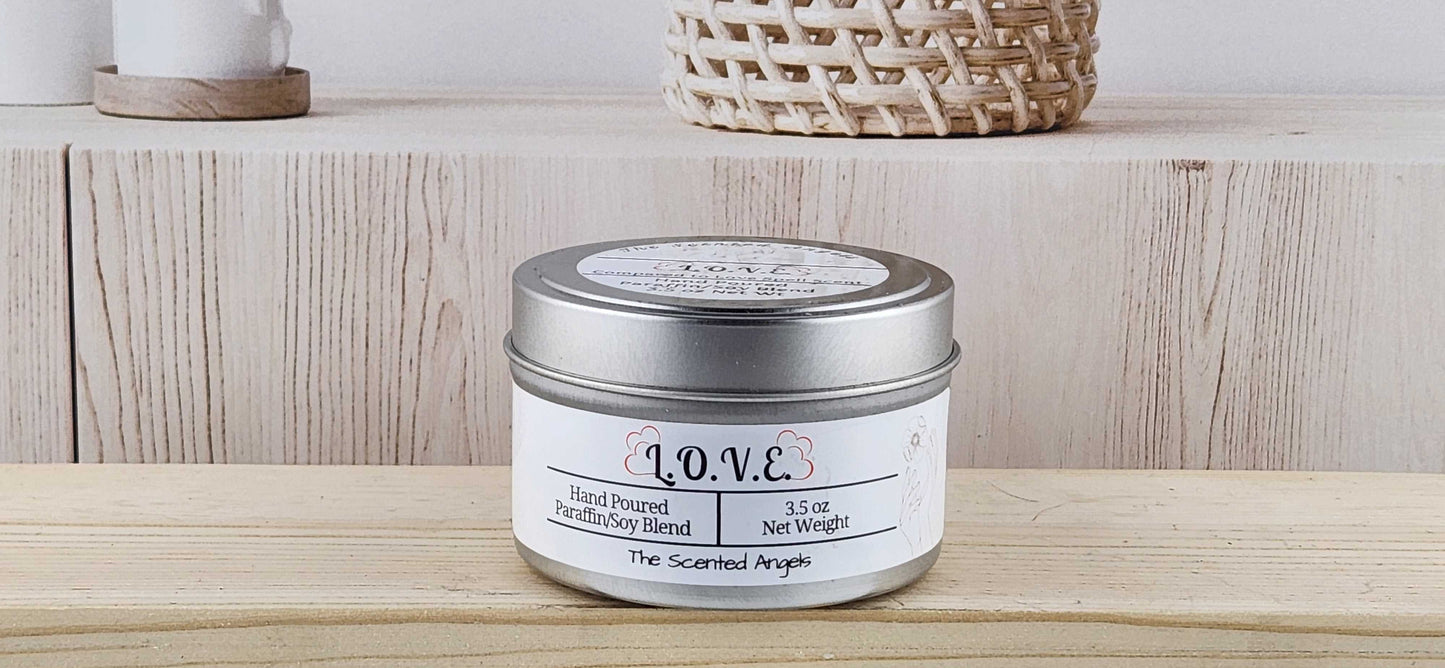 L.O.V.E. Scented Paraffin/Soy Candle - Silver The Scented Angels Soy/paraffin Candles