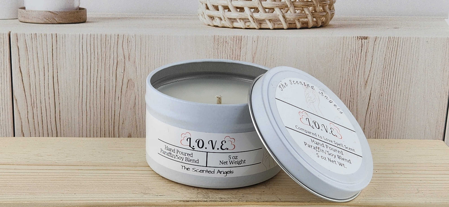 L.O.V.E. Scented Paraffin/Soy Candle - White The Scented Angels Soy/paraffin Candles