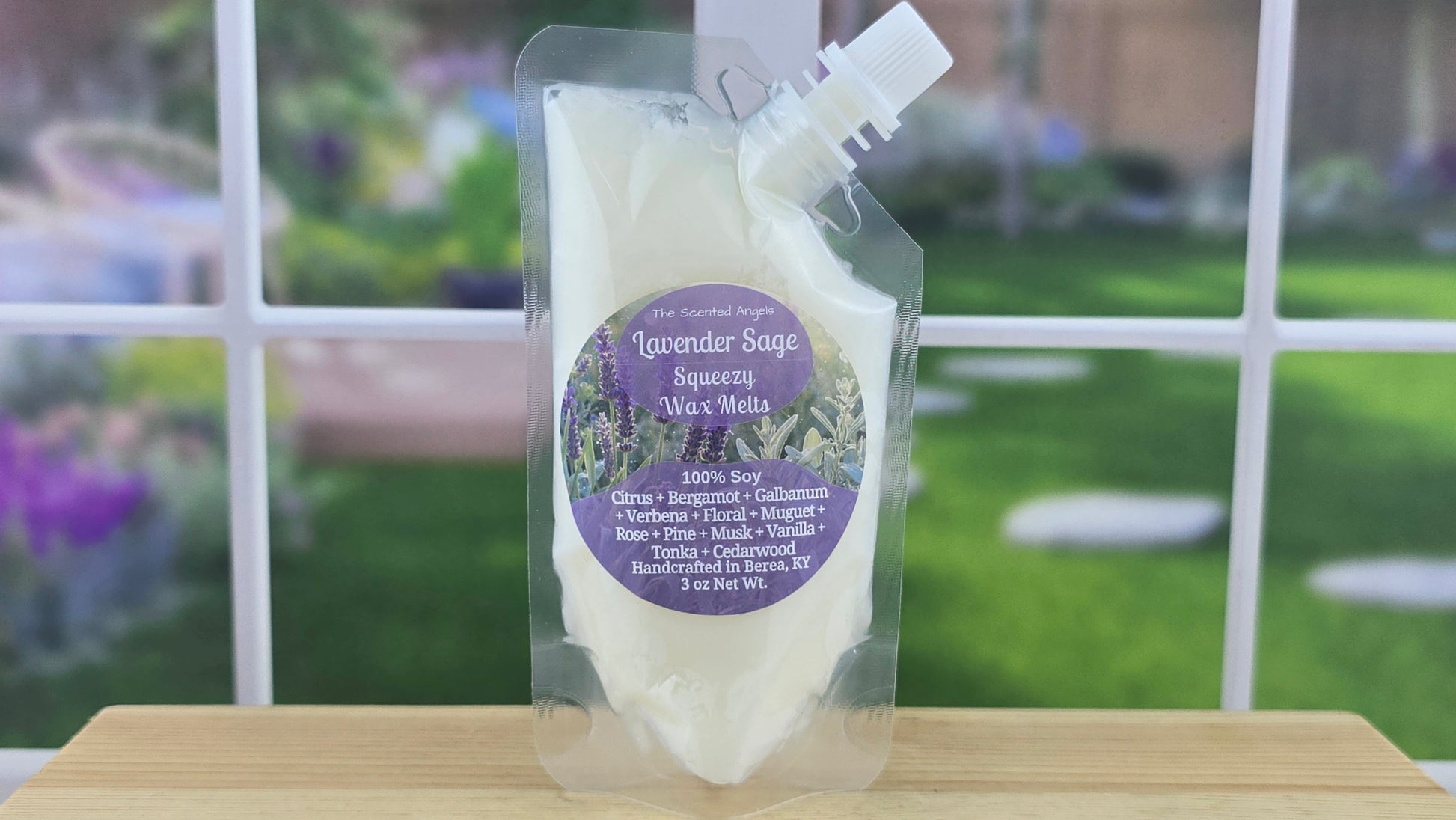 Lavender Sage squeezable wax melts handmade by The Scented Angels – calming lavender herbal fragrance