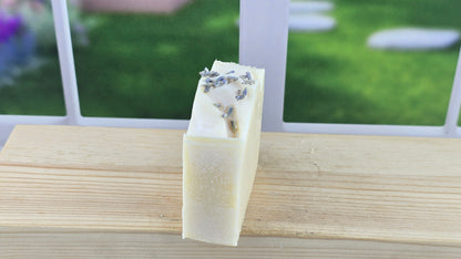 Lavender soap with lavender buds on top
