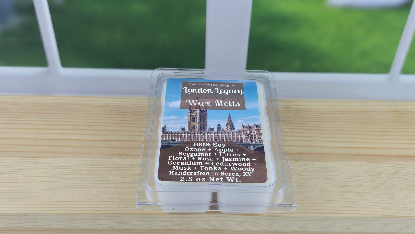 Packaged wax melts with a label on a wooden surface