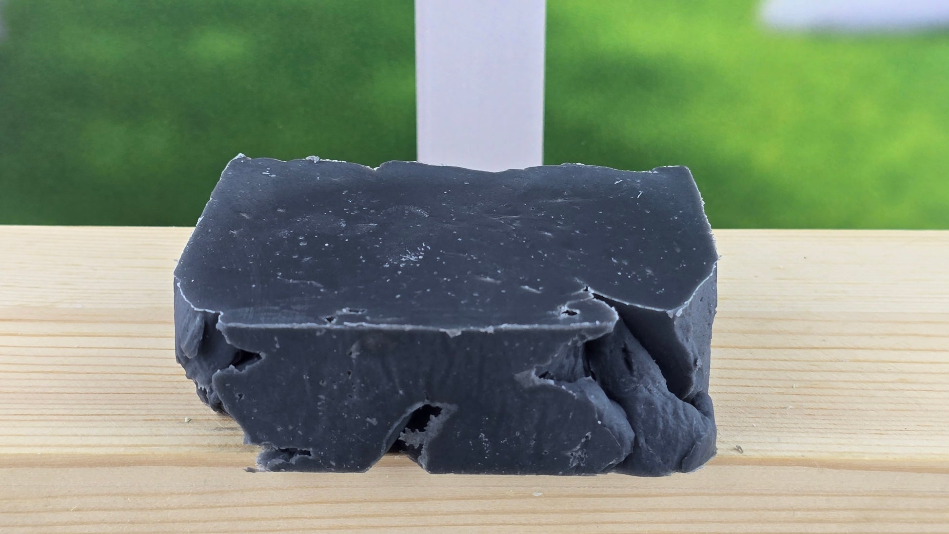 bottom view of handmade Lump o' Coal Cold Process Soap