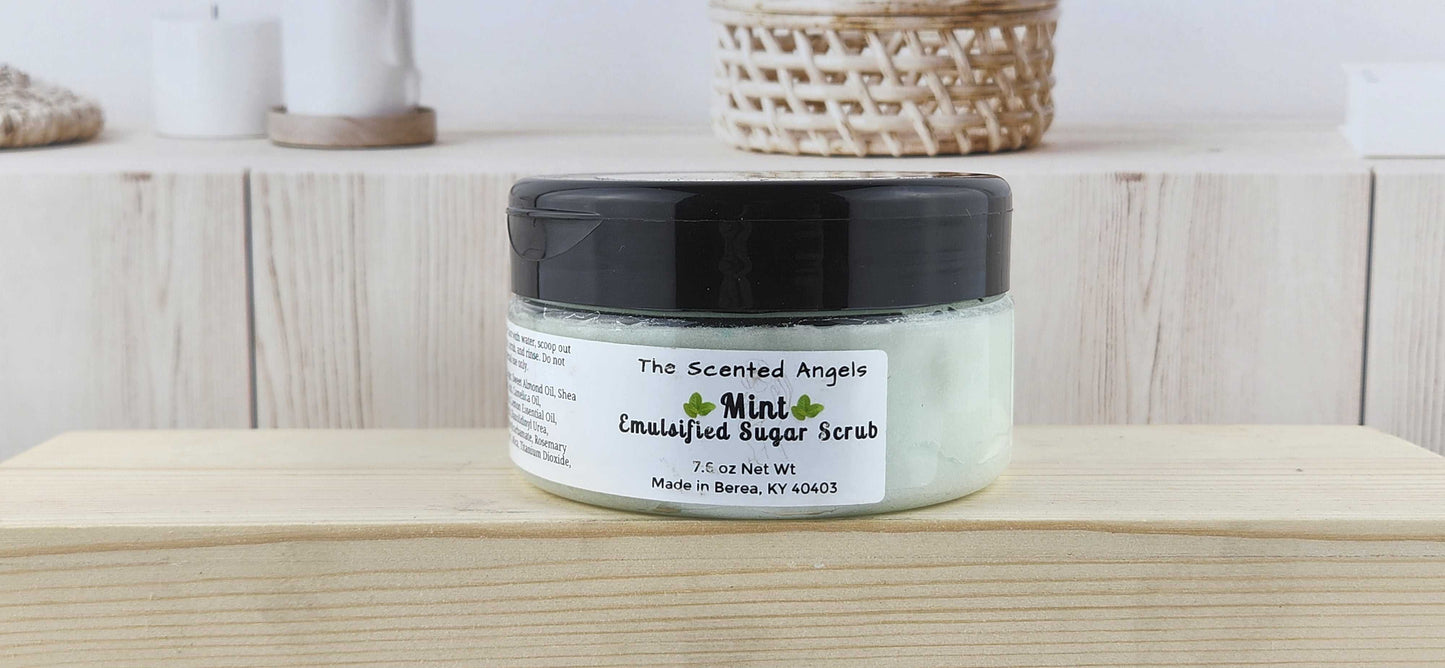 Luxurious Mint Emulsified Sugar Scrub The Scented Angels Emulsified Sugar Scrub