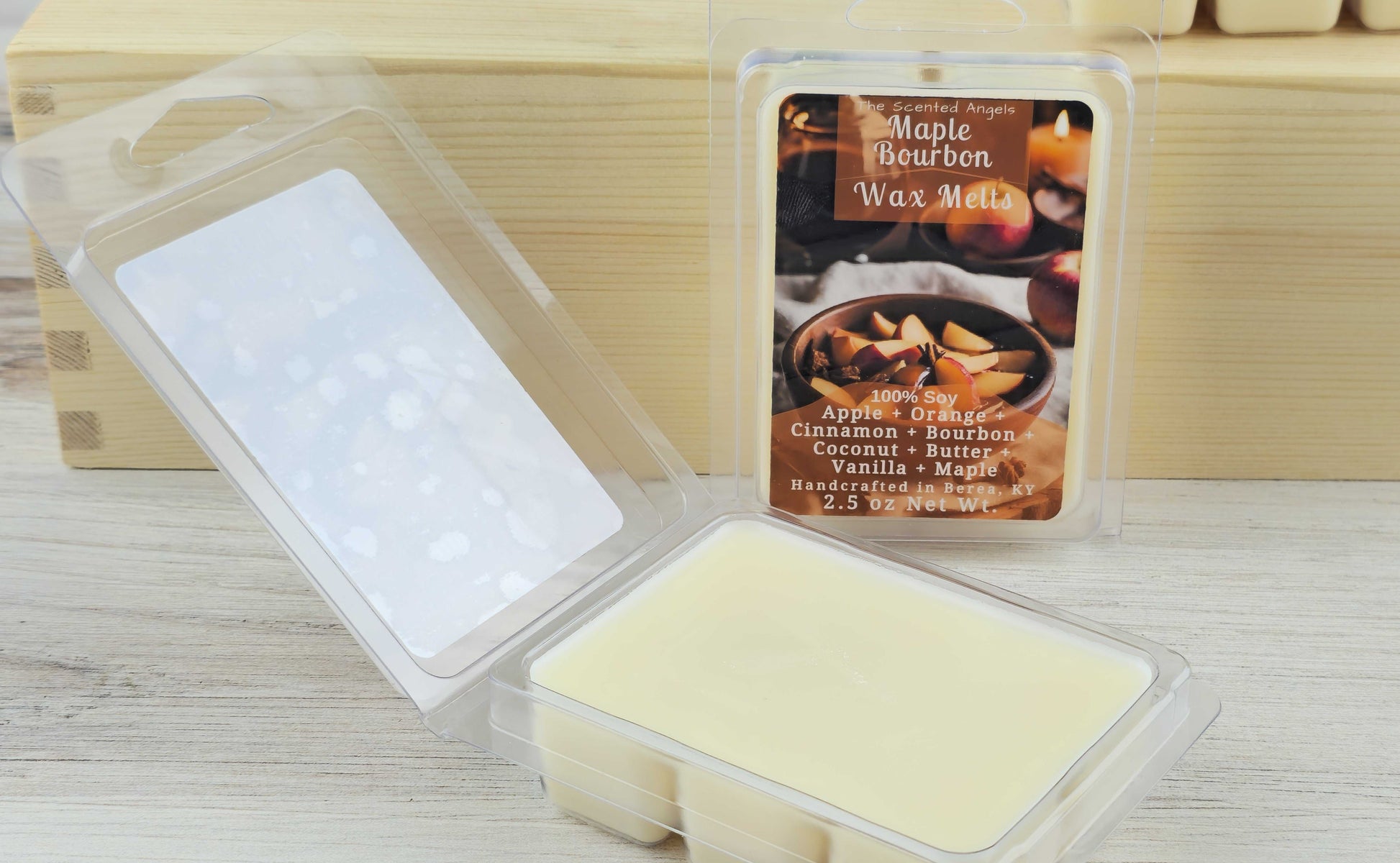 Maple Bourbon -- 100% Soy Wax Melts - 2.5 oz - 6 cubes The Scented Angels Wax Melts