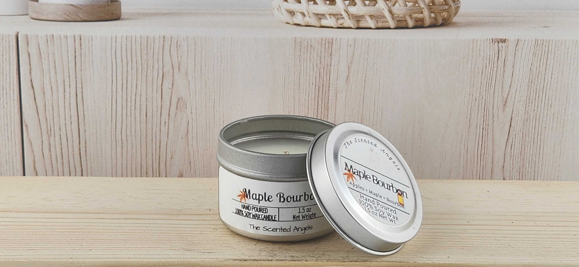 Maple Bourbon Scented 100% Soy Wax Candle - Silver The Scented Angels Soy Candles