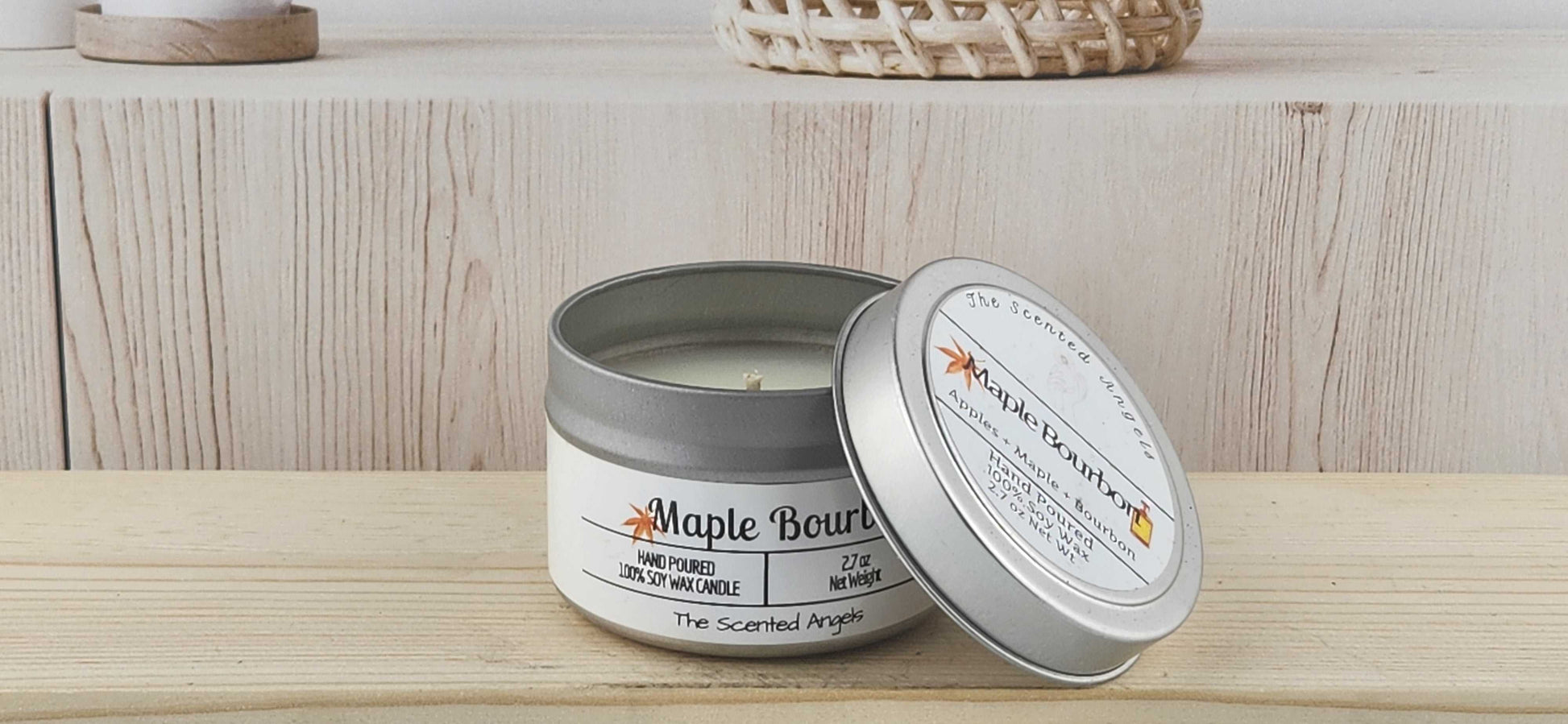 Maple Bourbon Scented 100% Soy Wax Candle - Silver The Scented Angels Soy Candles