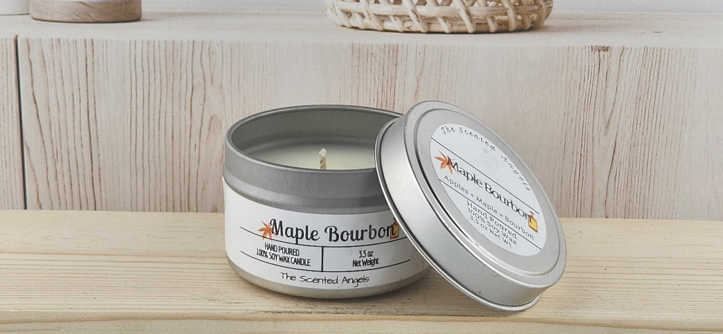 Maple Bourbon Scented 100% Soy Wax Candle - Silver The Scented Angels Soy Candles