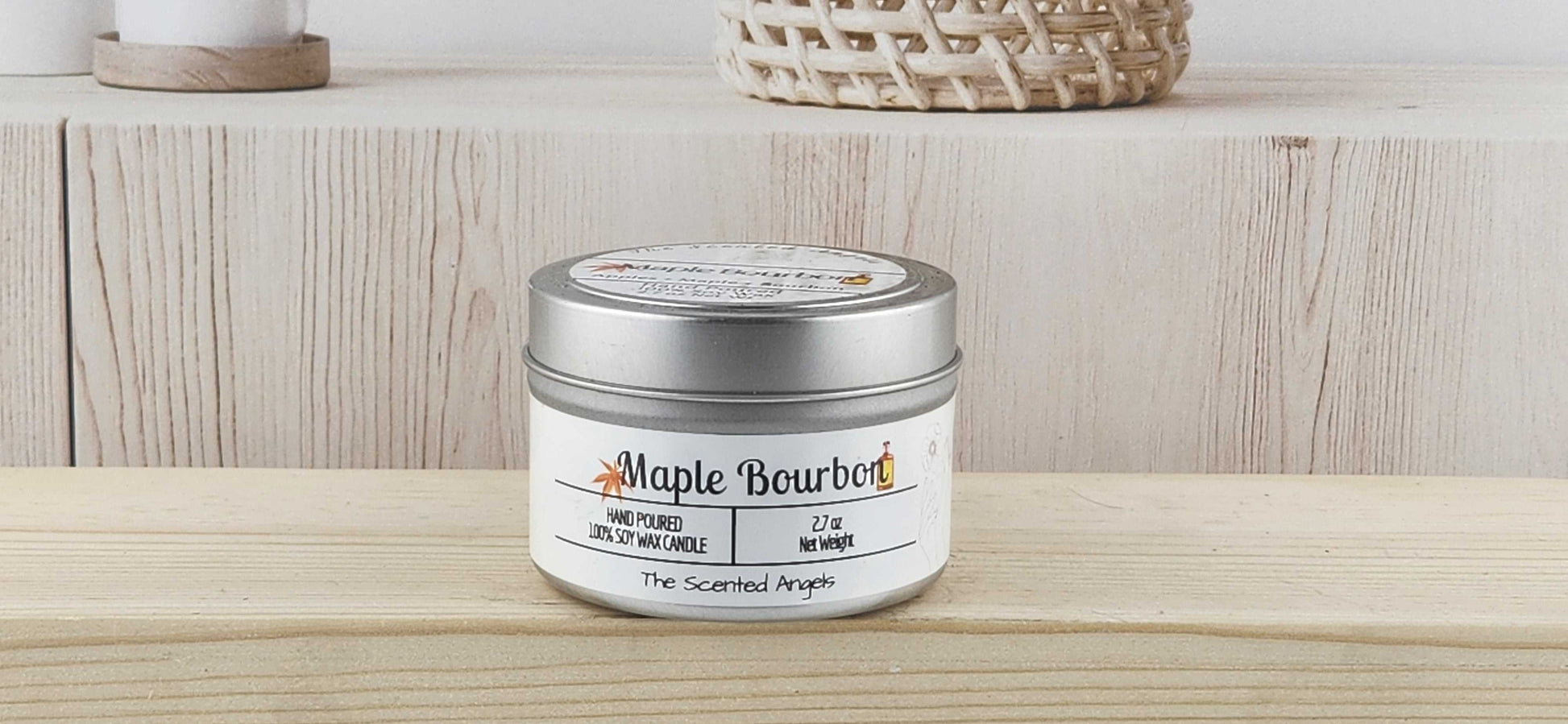 Maple Bourbon Scented 100% Soy Wax Candle - Silver The Scented Angels Soy Candles
