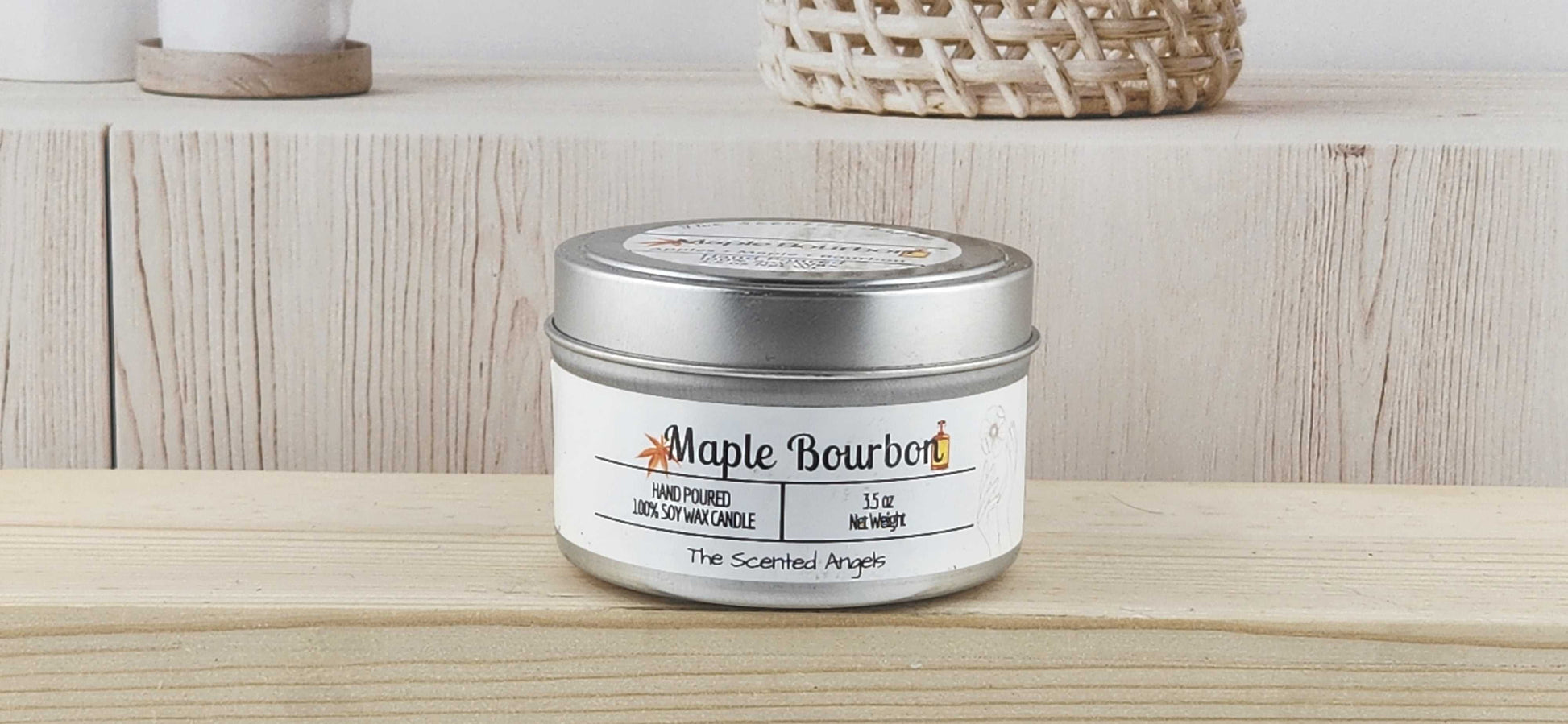 Maple Bourbon Scented 100% Soy Wax Candle - Silver The Scented Angels Soy Candles