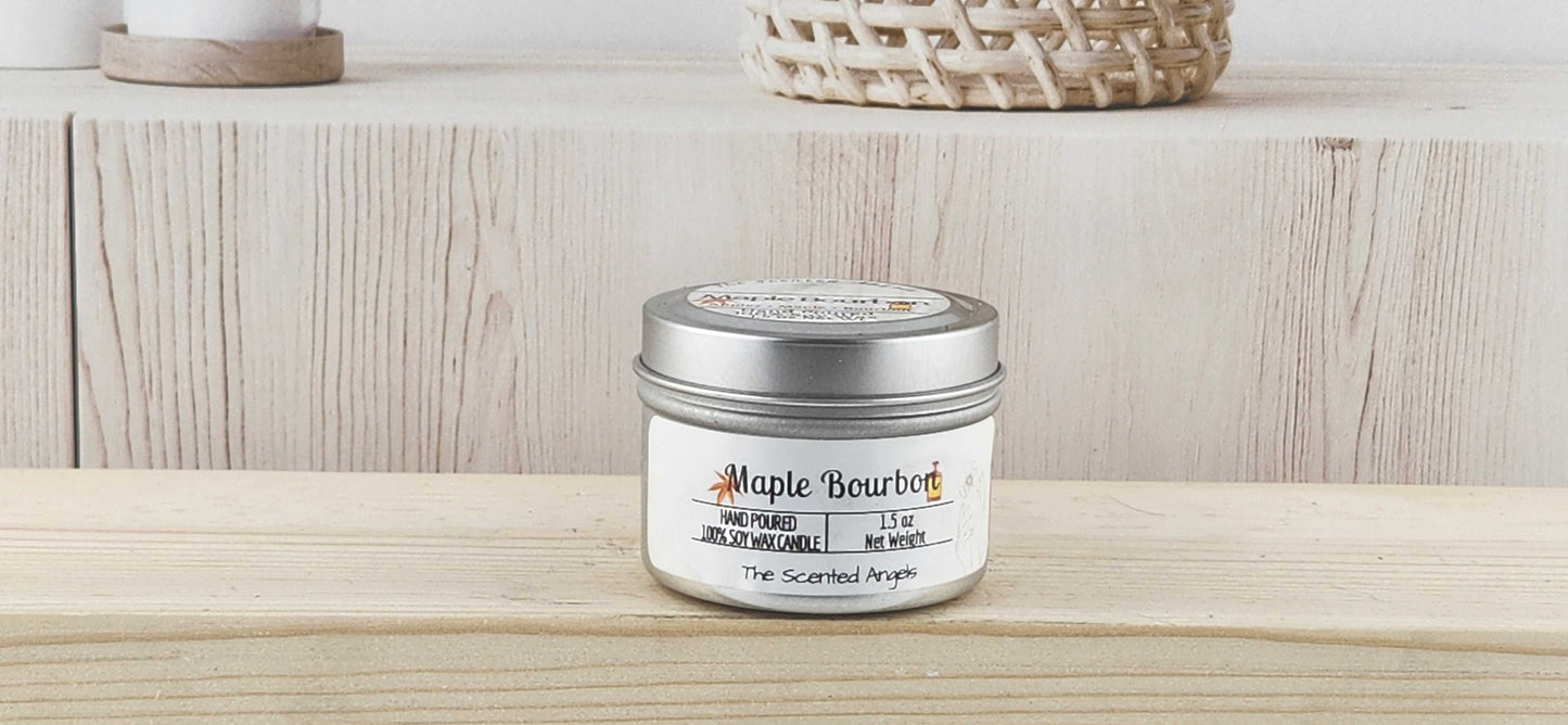 Maple Bourbon Scented 100% Soy Wax Candle - Silver The Scented Angels Soy Candles