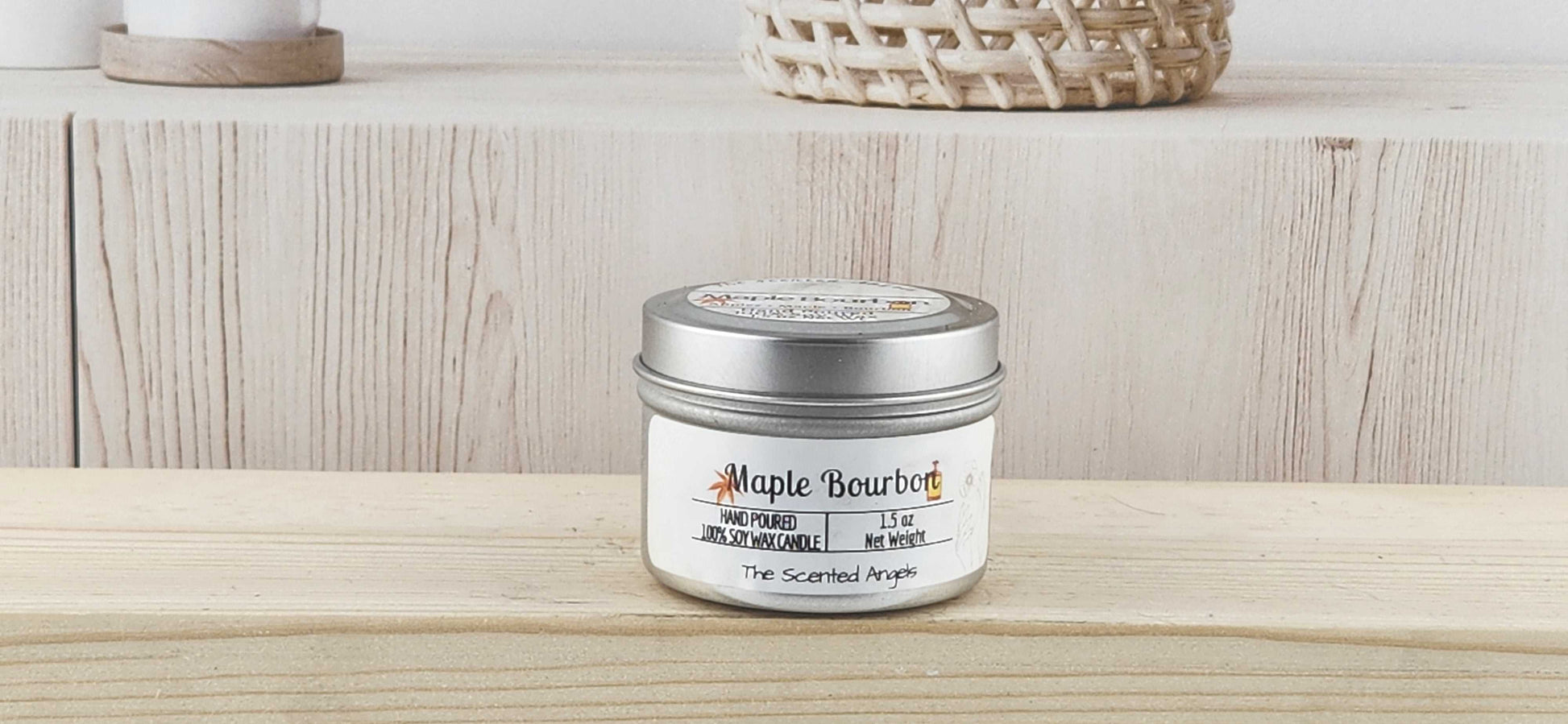 Maple Bourbon Scented 100% Soy Wax Candle - Silver The Scented Angels Soy Candles