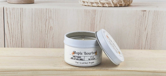 Maple Bourbon Scented 100% Soy Wax Candle - White The Scented Angels Soy Candles