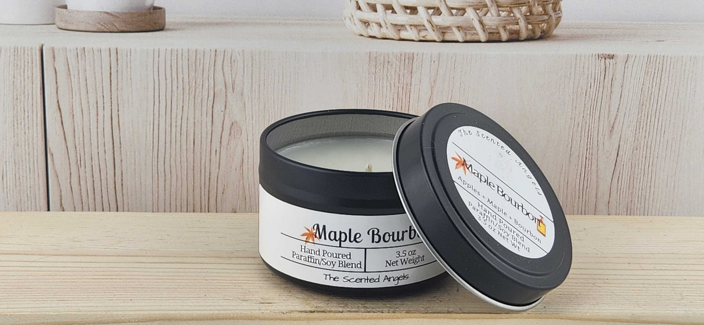 Maple Bourbon Scented Paraffin/Soy Wax Candle - Black The Scented Angels Soy/paraffin Candles