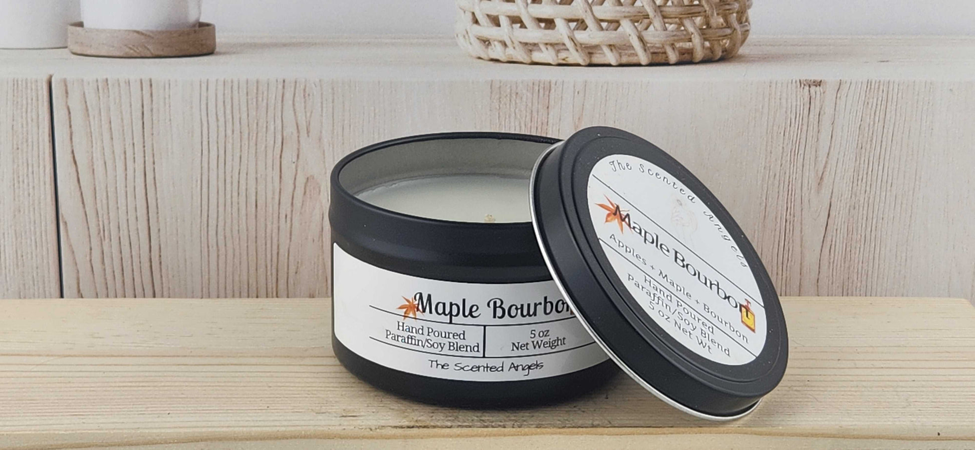 Maple Bourbon Scented Paraffin/Soy Wax Candle - Black The Scented Angels Soy/paraffin Candles