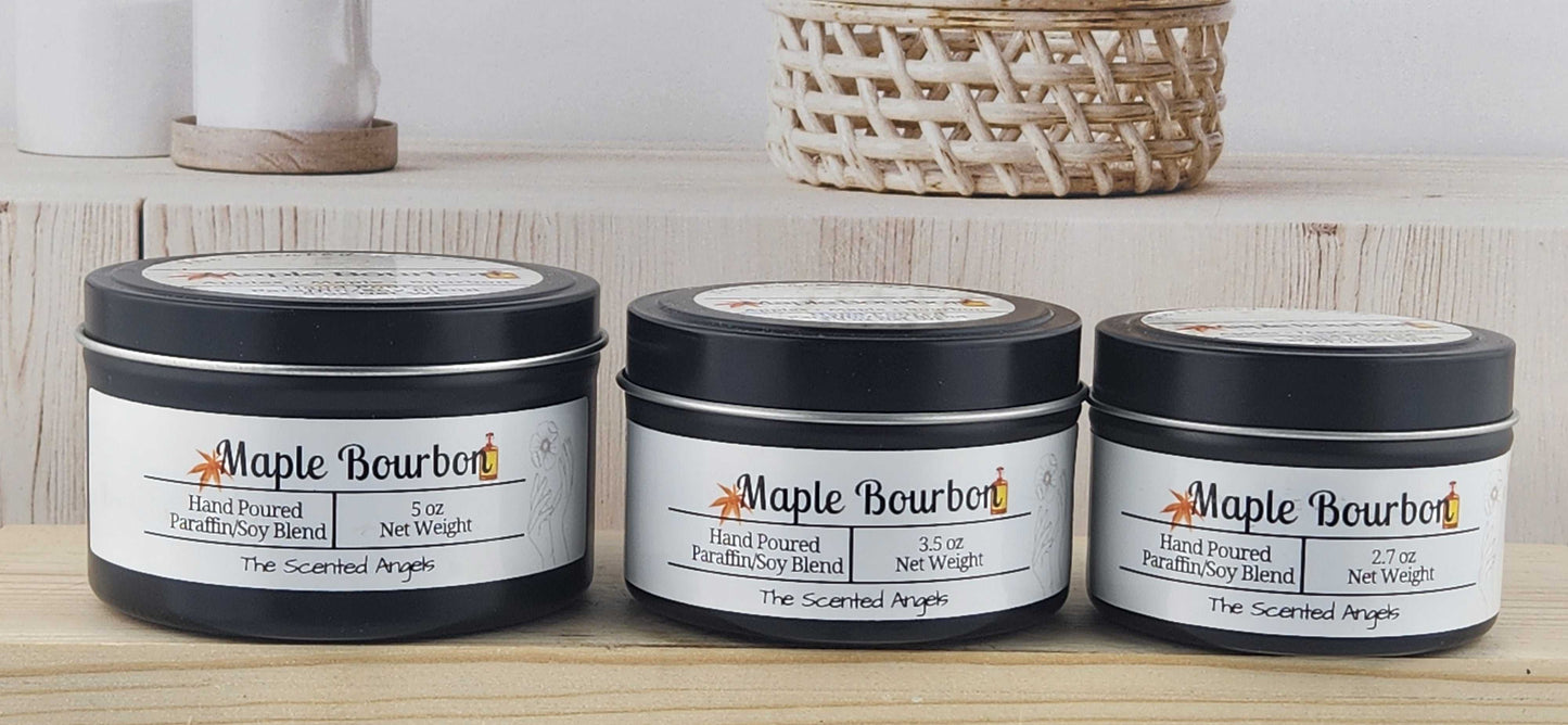 Maple Bourbon Scented Paraffin/Soy Wax Candle - Black The Scented Angels Soy/paraffin Candles