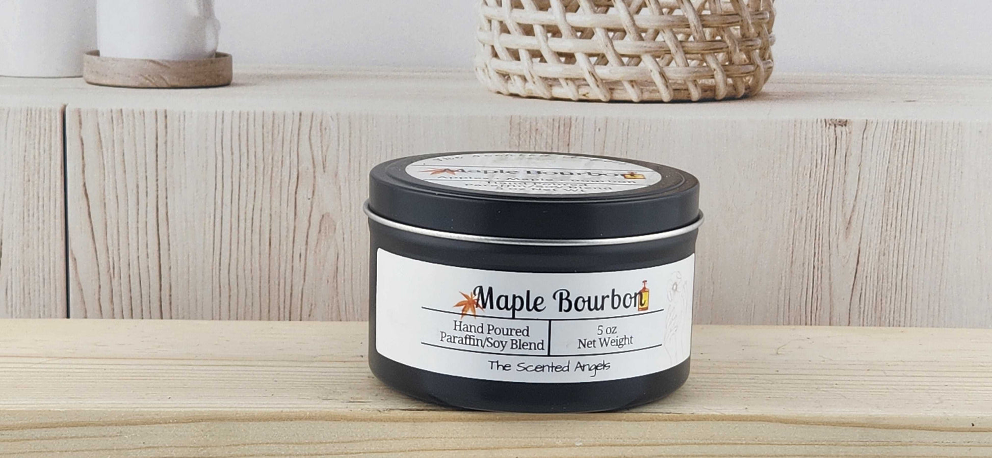 Maple Bourbon Scented Paraffin/Soy Wax Candle - Black The Scented Angels Soy/paraffin Candles