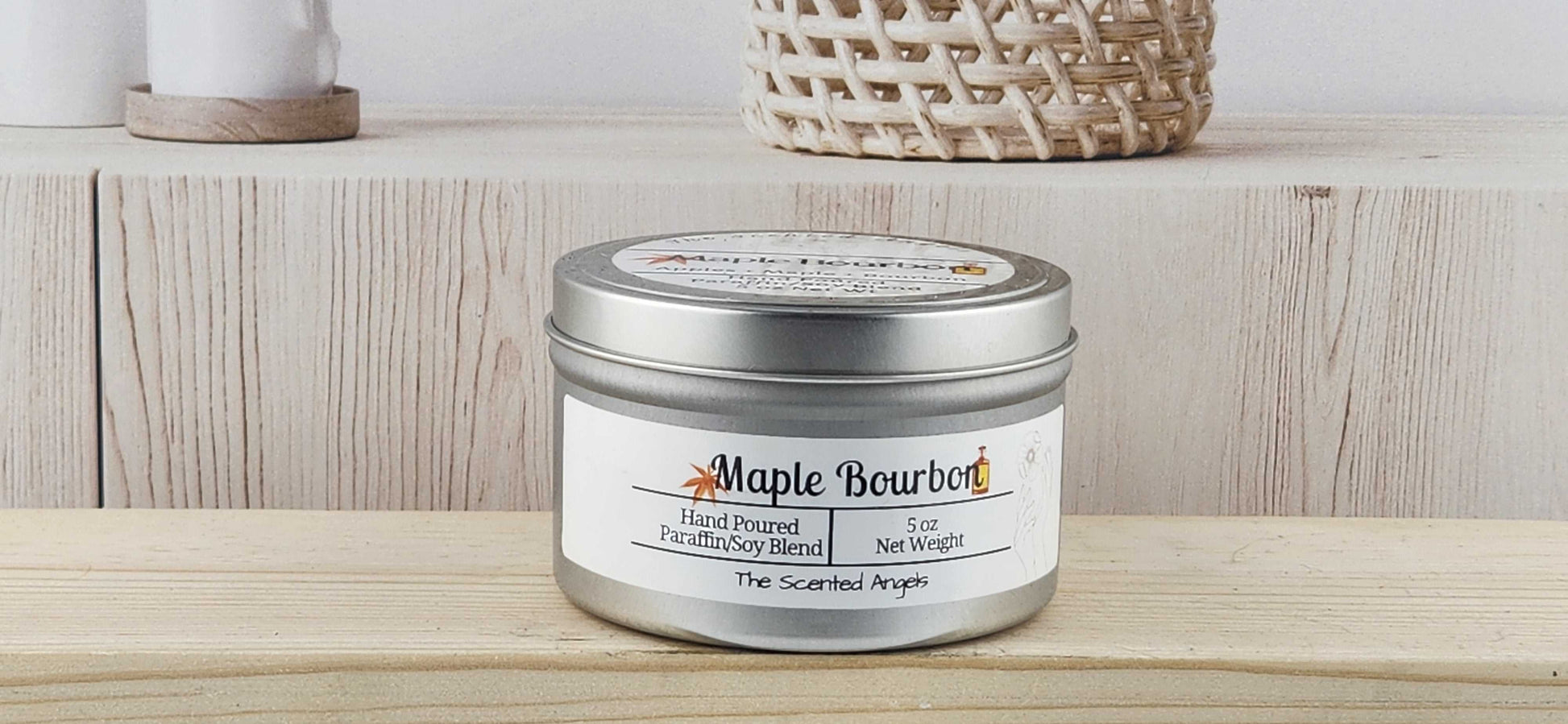 Maple Bourbon Scented Paraffin/Soy Wax Candle - Silver The Scented Angels Soy/paraffin Candles