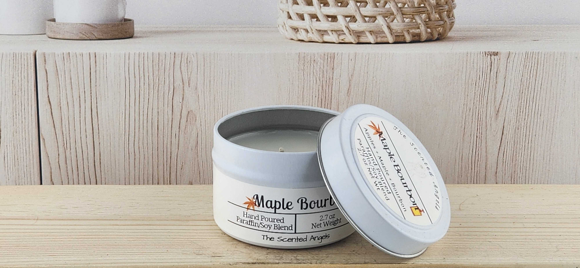 Maple Bourbon Scented Paraffin/Soy Wax Candle - White The Scented Angels Soy/paraffin Candles