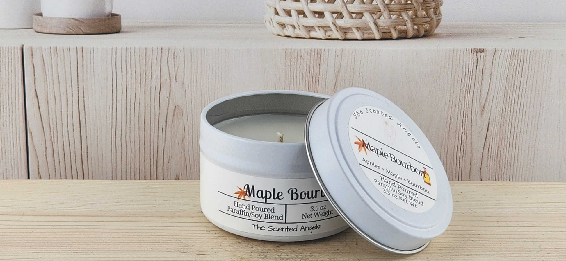 Maple Bourbon Scented Paraffin/Soy Wax Candle - White The Scented Angels Soy/paraffin Candles