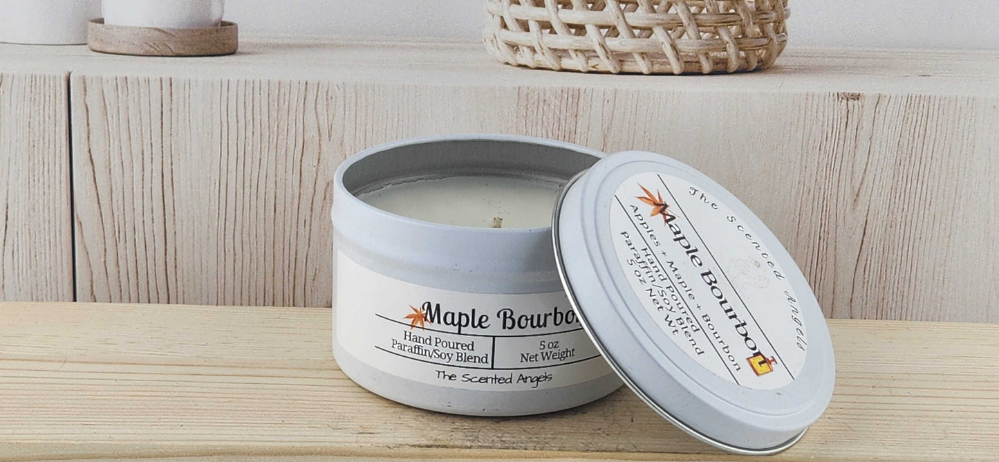 Maple Bourbon Scented Paraffin/Soy Wax Candle - White The Scented Angels Soy/paraffin Candles