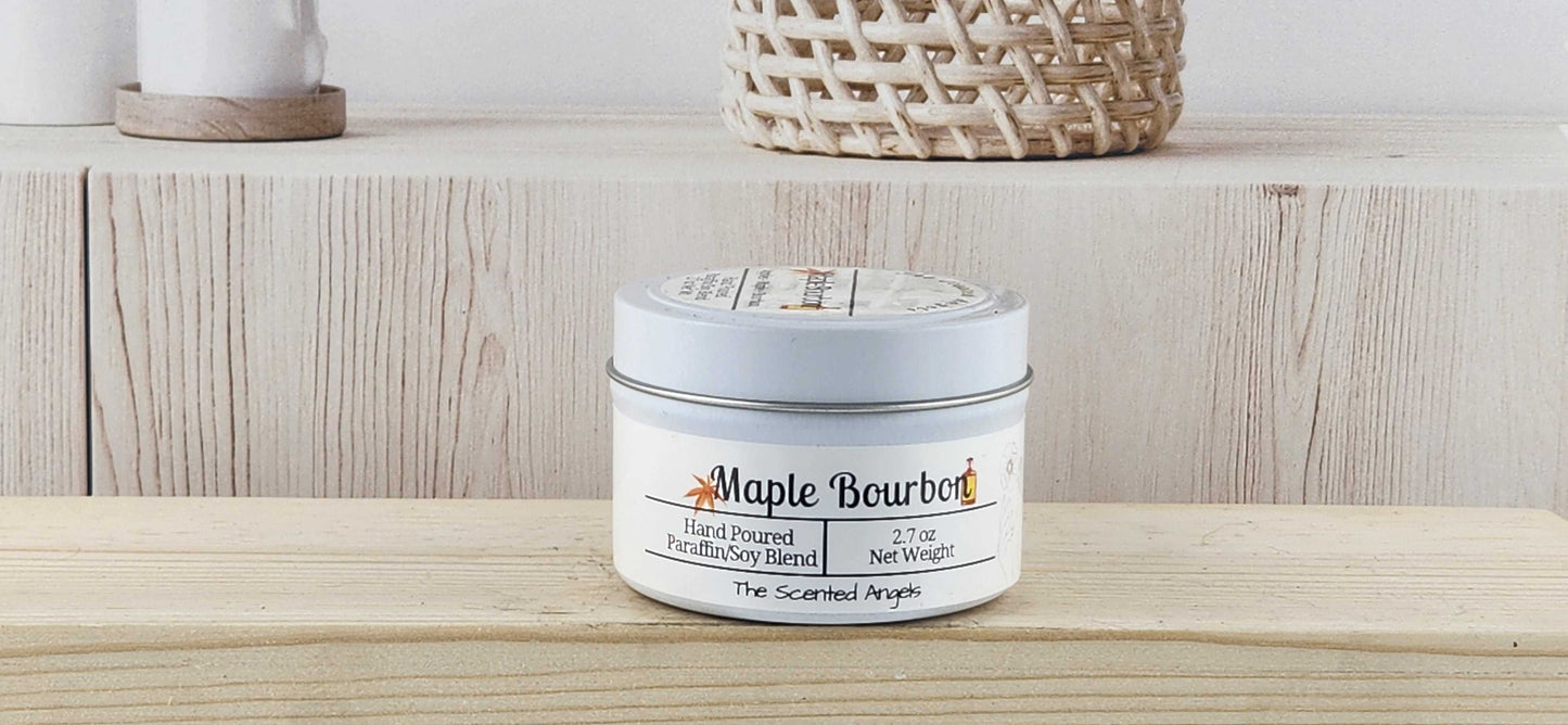 Maple Bourbon Scented Paraffin/Soy Wax Candle - White The Scented Angels Soy/paraffin Candles