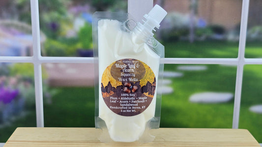 Maple Leaf and Acorn squeezable wax melts handmade by The Scented Angels – warm autumn forest fragrance